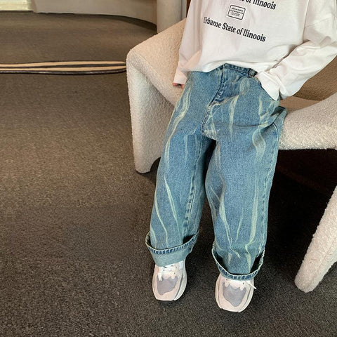 Boys tie-dyed wide lge denim pants 2-8 Years Kids fashion loose casual jeans-TB01262-Veeddydropshipping