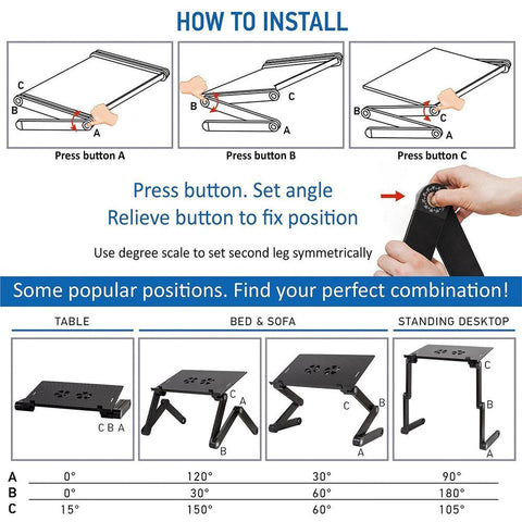 Laptop desk Adjustable Foldable Computer Desks-HA01595-Veeddydropshipping