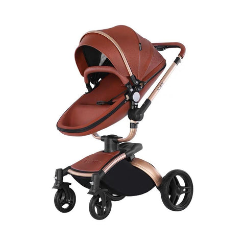 Baby Stroller 3 in 1 Luxury Pram For Newborn Carriage PU leather-TB00356-Veeddydropshipping