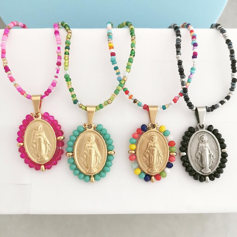 Mary Stainless Steel Pendant Charm Necklace Women  -JW00187-Veeddydropshipping