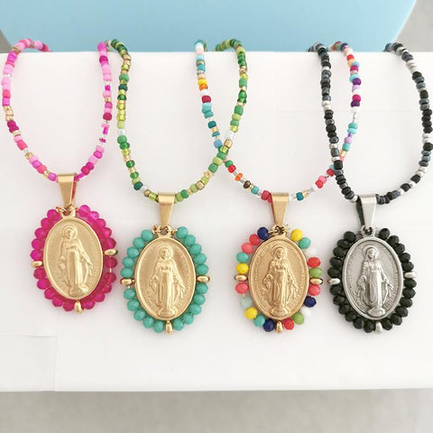 Mary Stainless Steel Pendant Charm Necklace Women  -JW00187-Veeddydropshipping