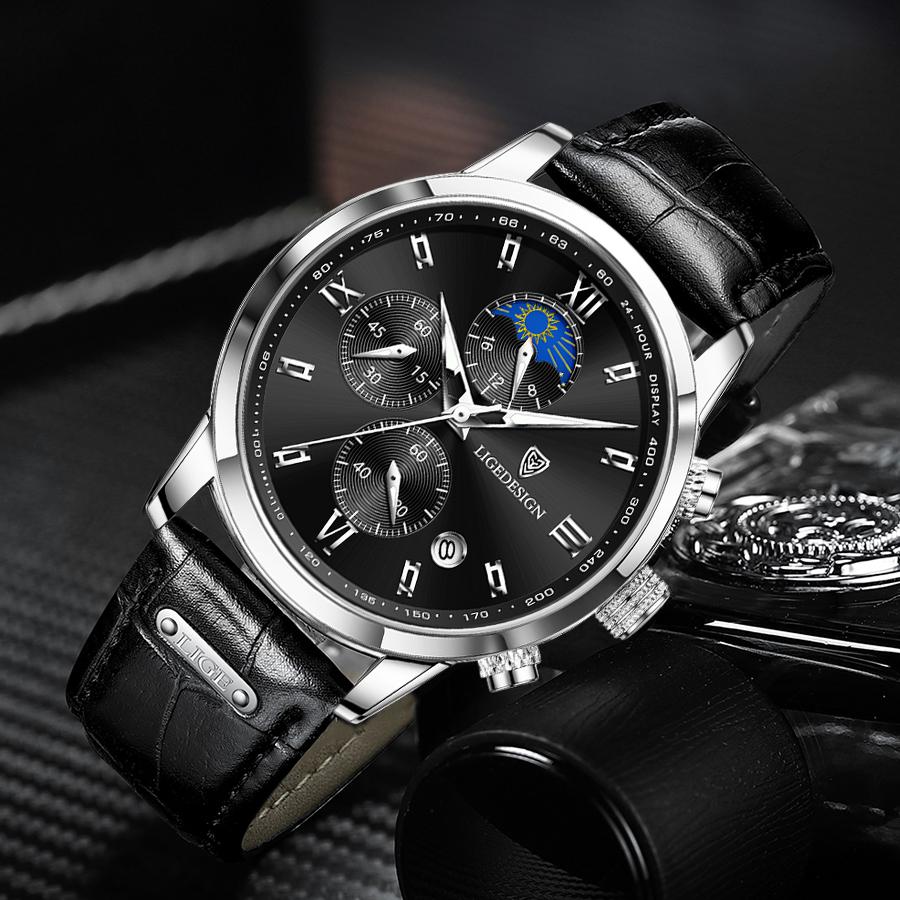 Business Fashion Watch Man Leather Wristwatch Quartz-JW00697-Veeddydropshipping