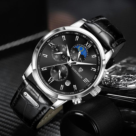 Business Fashion Watch Man Leather Wristwatch Quartz-JW00697-Veeddydropshipping