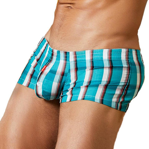 Cotton Short cortos hombres Mens pyjama shorts Plaid U bag-MF01410-Veeddydropshipping