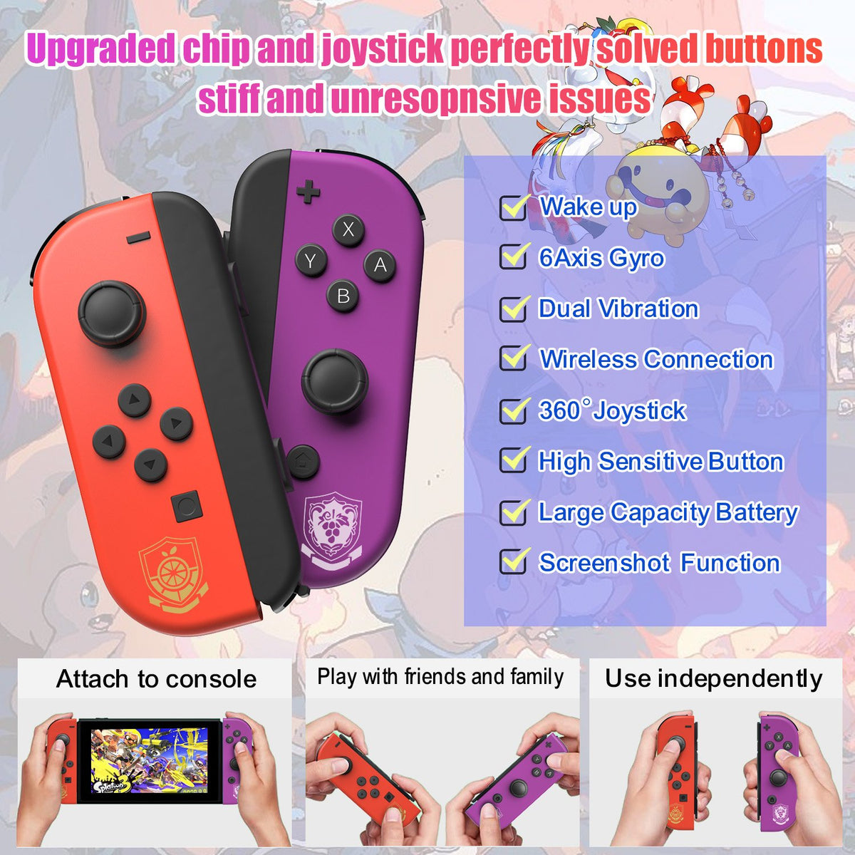 Joy Cons for Switch Nintend, L/R Wireless Controllers Compatible -CE01304-Veeddydropshipping