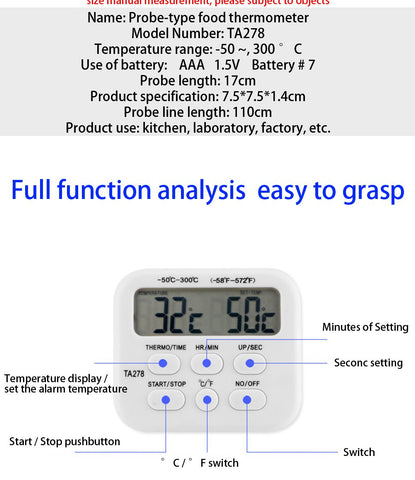 Kitchen Thermometer Stainless Steel Probe-HA00983-Veeddydropshipping
