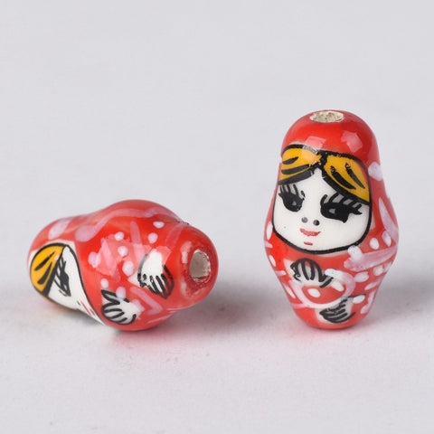 Russian Doll Shape Patterns Ceramic Porcelain Loose Beads-JW01489-Veeddydropshipping