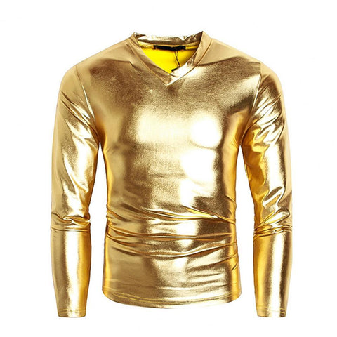 Appearance Solid Color Long Sleeve Top V Neck