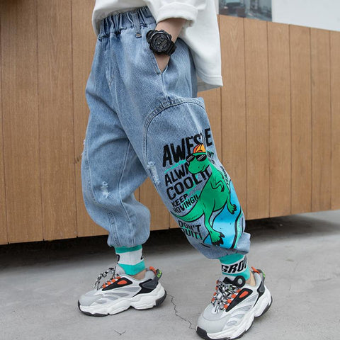 Jeans for boys Teenage Children Jeans Elastic Waist Denim Pants-TB01273-Veeddydropshipping