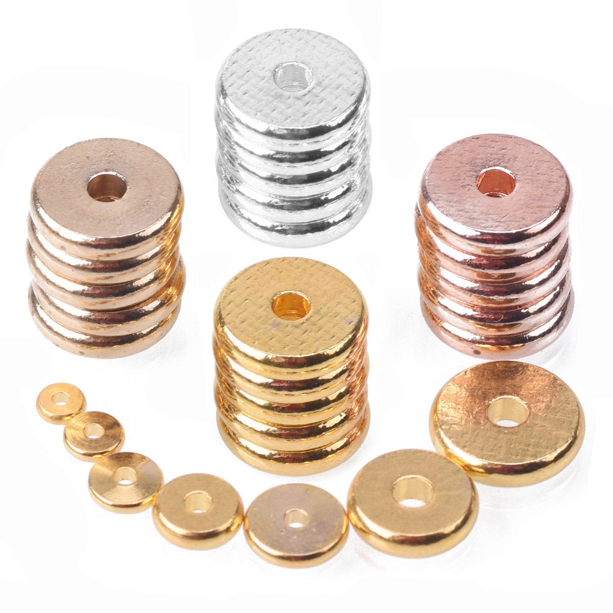 Solid Brass Metal Plated  Flat Round Loose Spacer Beads For Jewelry -JW01487-Veeddydropshipping