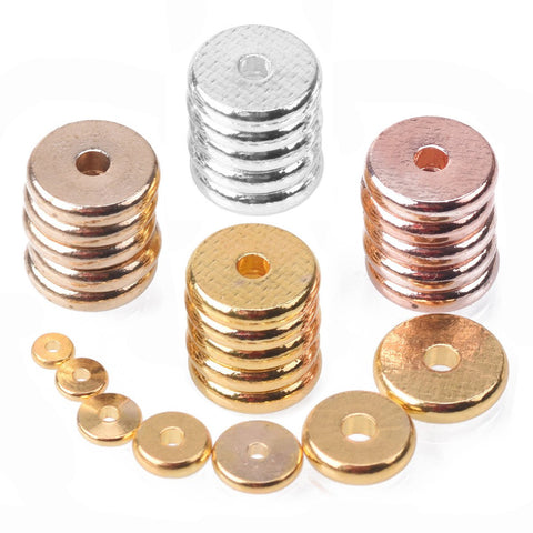 Solid Brass Metal Plated  Flat Round Loose Spacer Beads For Jewelry -JW01487-Veeddydropshipping