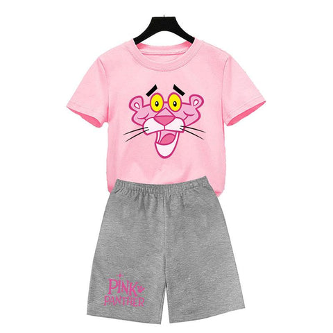 Boys Girls Anime pink panther 3D T shirt Clothes Cartoon Tops Kids pink-TB01166-Veeddydropshipping