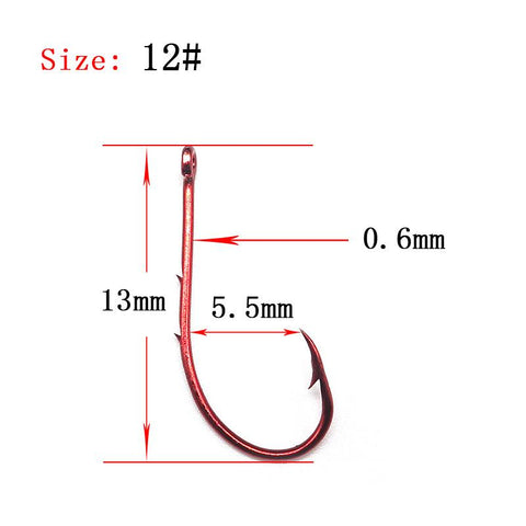 100 pcs High Carbon Steel Fishing Hook Double Barb Red Covering Fishhook -OS00440-Veeddydropshipping
