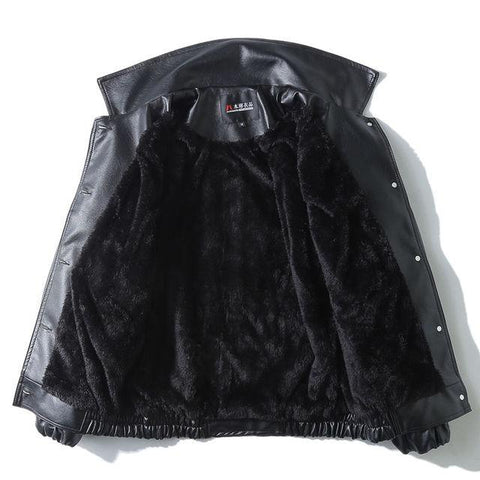 Black Soft Faux Leather Jacket Motorcycle Biker Fashion Leather Coats-MF01388-Veeddydropshipping