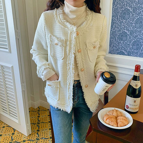 Spring Luxury Vintage Tweed Jackets Women-Veeddydropshipping