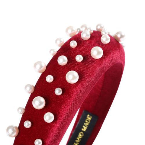 Ladies Pearls Padded Hair Band Accessories-WF01102-Veeddydropshipping