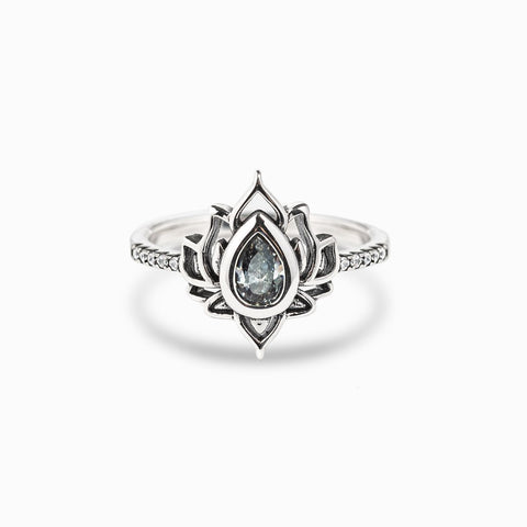 925 Sterling Silver Vintage Lotus Flower Rings For Women -JW00046-Veeddydropshipping