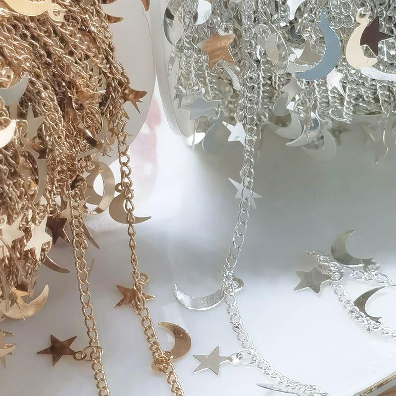 Star Moon Chains Necklace Chains for Bracelet  Findings  DIY-JW01635-Veeddydropshipping