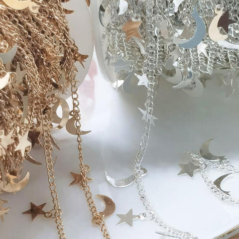 Star Moon Chains Necklace Chains for Bracelet  Findings  DIY-JW01635-Veeddydropshipping