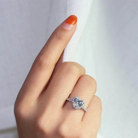 Heart Rings for Women Silver Color Wedding Engagement -JW00032-Veeddydropshipping