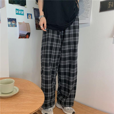 Plaid Pants Men S-3XL Casual Straight Trousers-Veeddydropshipping