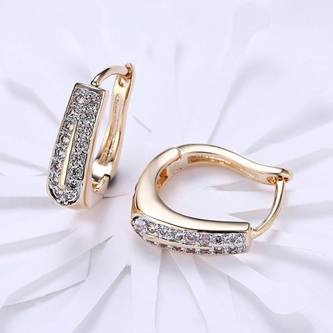 925 Sterling Silver U Shaped Cubic Earrings For Women Silver Jewelry-JW00063-Veeddydropshipping