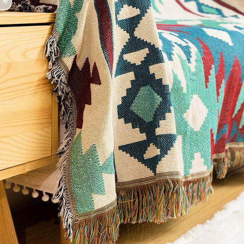 Plaid Knitted Blanket Tassel Bohemian Sofa Blankets-HA00430-Veeddydropshipping