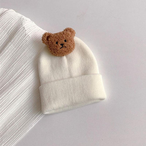Korean Cartoon Bear Baby Hat Soft Cute Solid Color Newborn Beanie Cap-Veeddydropshipping-6