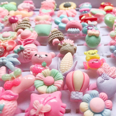 10pcs/lot Children Cartoon Rings Candy Flower Animal Bow Shape Set -JW01395-Veeddydropshipping