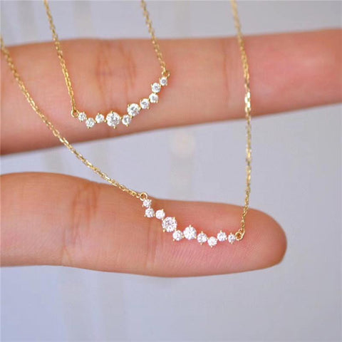 925 Sterling Silver Simple Zircon Smile Pendant Clavicle Chain Necklace -JW00067-Veeddydropshipping