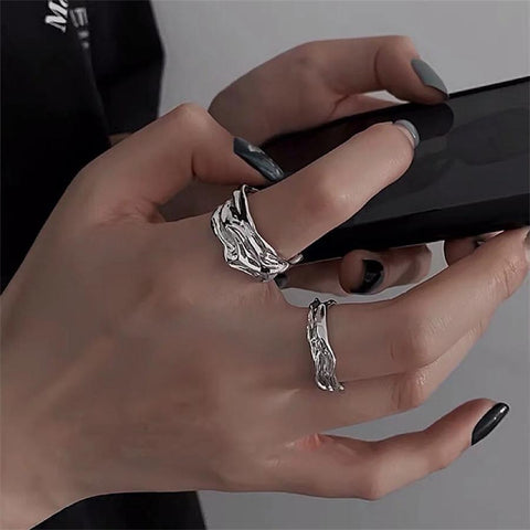 Silver Color Twist Lines Open Rings For Women Minimalist  Rings Jewelry-JW01408-Veeddydropshipping