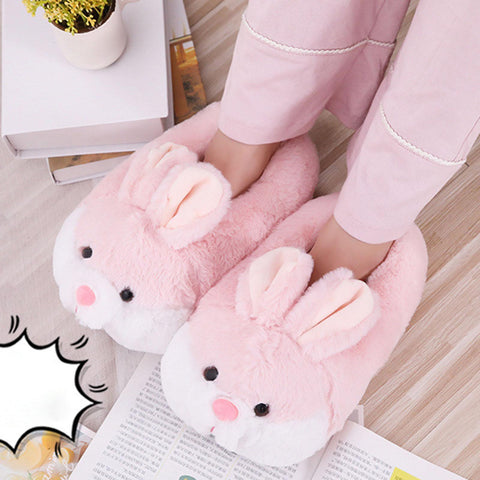 Rabbit Plush Slippers Adorable Warm House Shoes for Bedroom-BS01132-Veeddydropshipping