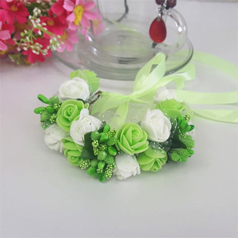 Artificial Rose Wedding Flower Bridesmaid Head Hand Ring-HA00758-Veeddydropshipping