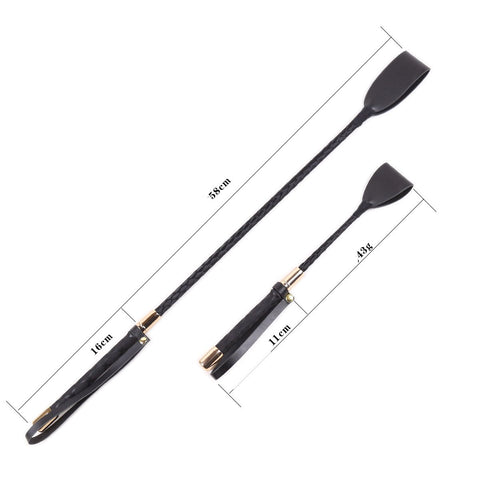 30-60CM Black PU Leather Spanking Paddle Long Whip Flirting Slave BDSM Flogger -BH01260-Veeddydropshipping