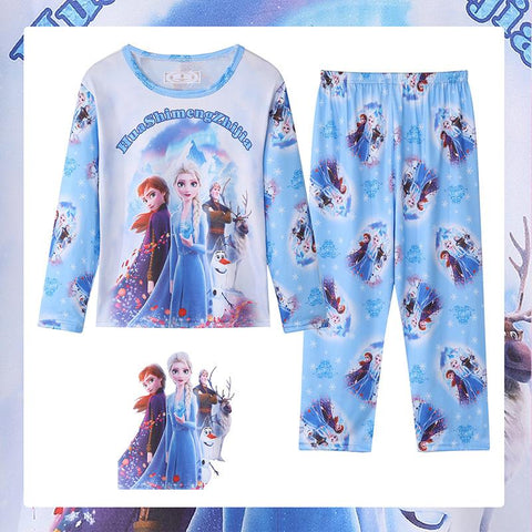 Disney Elsa Anna Frozen Pajamas Sets Cartoon Print Nightwear-TB01053-Veeddydropshipping