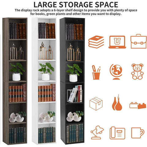 Tower Tall Slim Bookcase Bookshelves Storage Shelves -HA01750-Veeddydropshipping