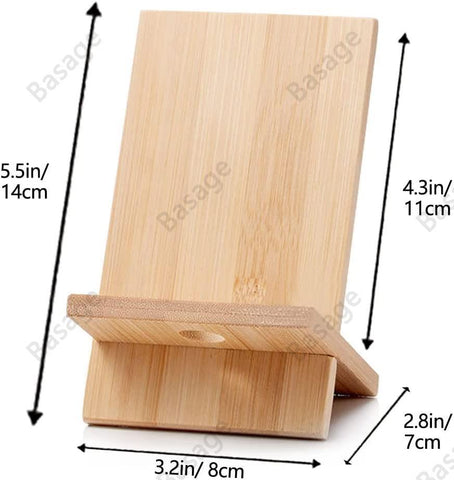 Bamboo Cell Phone Stand for Desk with Charging Hole, Removable Wooden Phone Holder-PA00532-Veeddydropshipping