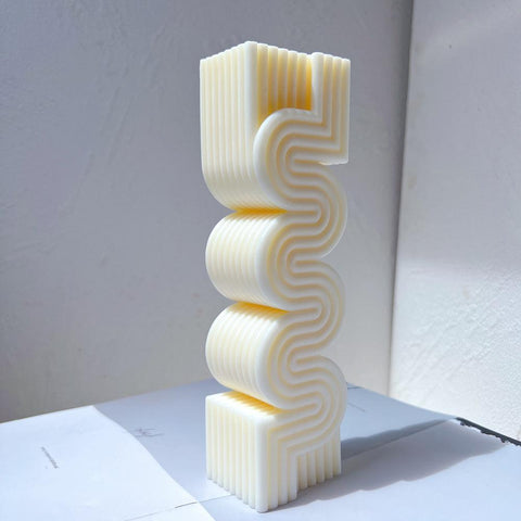 Ribbed Pillar Mould Aesthetic Wave Tall Wax Silicone-HA00052-Veeddydropshipping