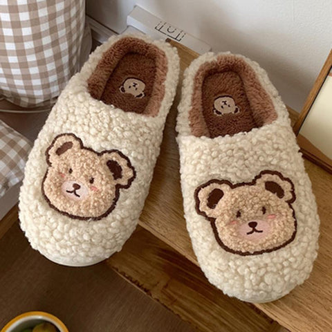 Furry Slippers Men 2023 Winter Plush Platform Slides Indoor-BS01149-Veeddydropshipping