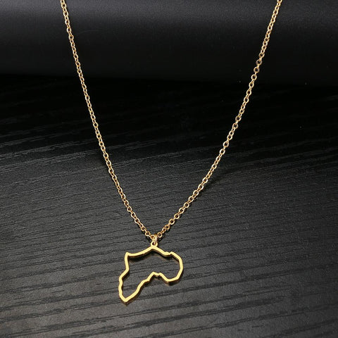 Stainless Steel Necklaces Africa Map Dainty Jewelry Girls Gifts-JW01289-Veeddydropshipping