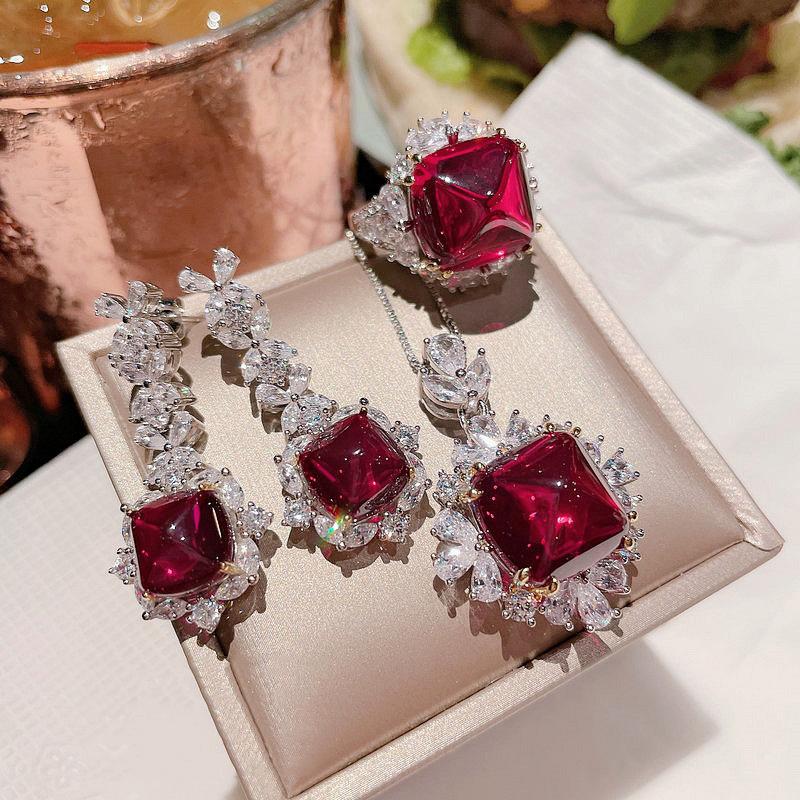 Diamond Promise Jewelry set 925 sterling silver Earrings Rings Necklace l -JW00196-Veeddydropshipping