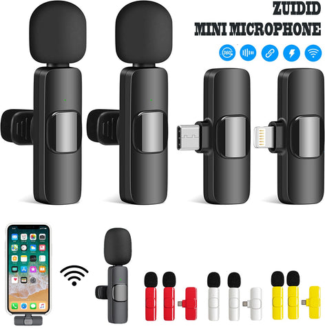 Portable Wireless Lavalier Microphone Mini Stereo Mic for IPhone Android -CE01265-Veeddydropshipping