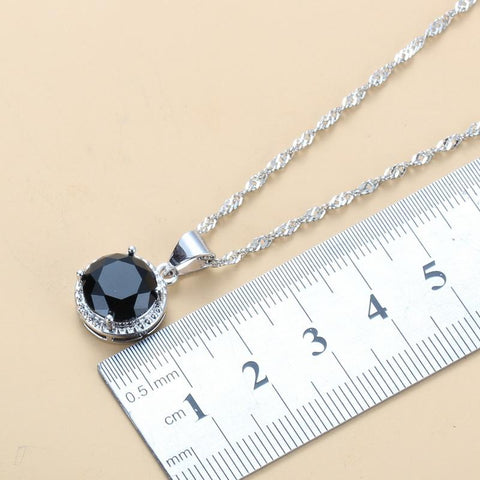 Sell Well Wedding 925 Jewelry Sets Black Zircon Dangle -JW00381-Veeddydropshipping