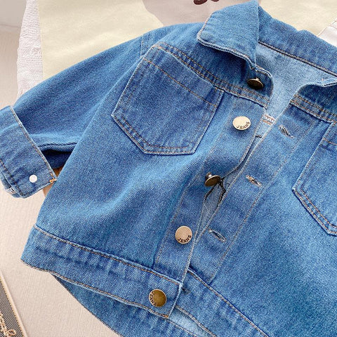 2022 Autumn New Children Bear Cardigan Denim Coat Baby Long Sleeve-TB01214-Veeddydropshipping