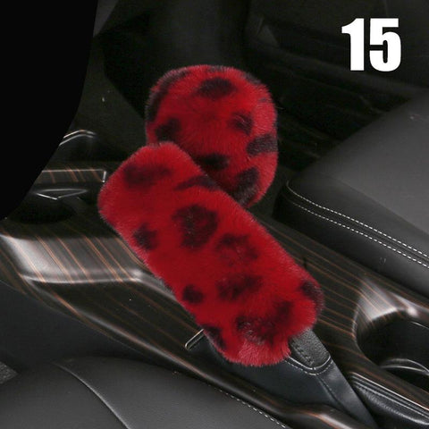 Cover Fur Imitation Rabbit Hair Soft Plush Gear Handbrake-AM01407-Veeddydropshipping