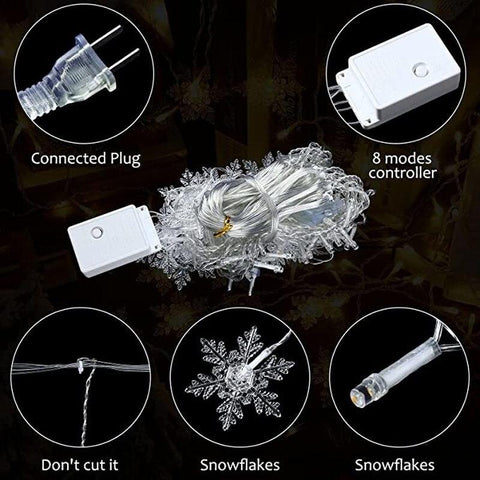 LED Curtain Snowflake String Lights Indoor&amp;Outdoor Wave Lighting-TI00912-Veeddydropshipping