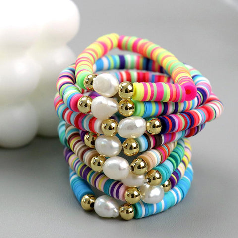 Clay Bead Bracelet Ideas Colorful Diy Aesthetic Stretch  -JW00137-Veeddydropshipping