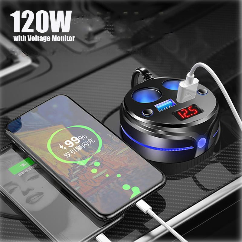 120W Car Charger for Cigarette Lighter 2-Sockets-PA01135-Veeddydropshipping
