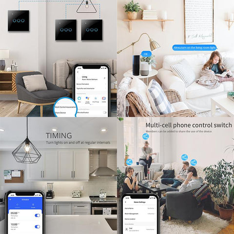 ANDELI Tuya Smart Life Wifi Light Switch Neutral wire/No Neutral wire Touch-TI01118-Veeddydropshipping