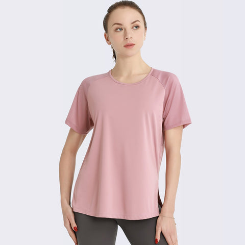 Breathable Yoga Shirts Quick-Dry Short Sleeved Mesh Running T-shirt Exercise -OS00893-Veeddydropshipping